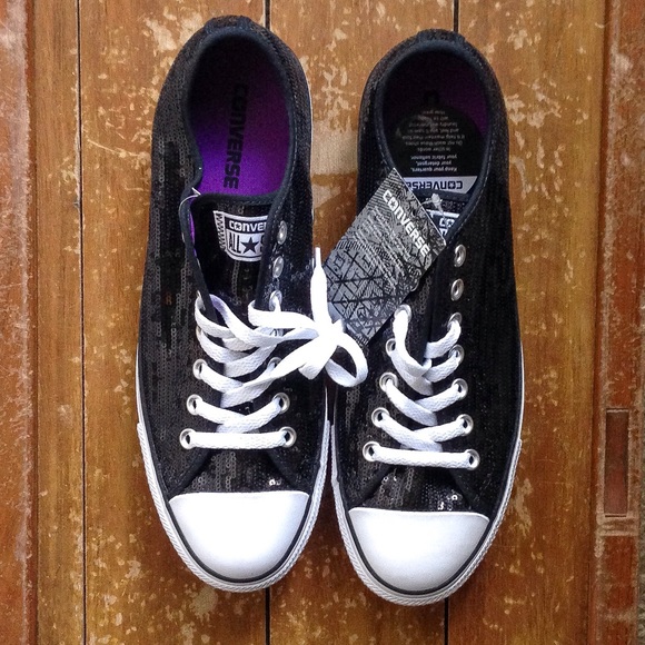 Converse Shoes - NWT Converse Lo Top Sneakers Black Sequin